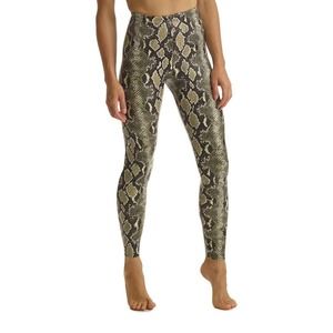 NWT $118 Commando Womens Faux Leather High-Waisted Leggings Pants Olive Snake XS